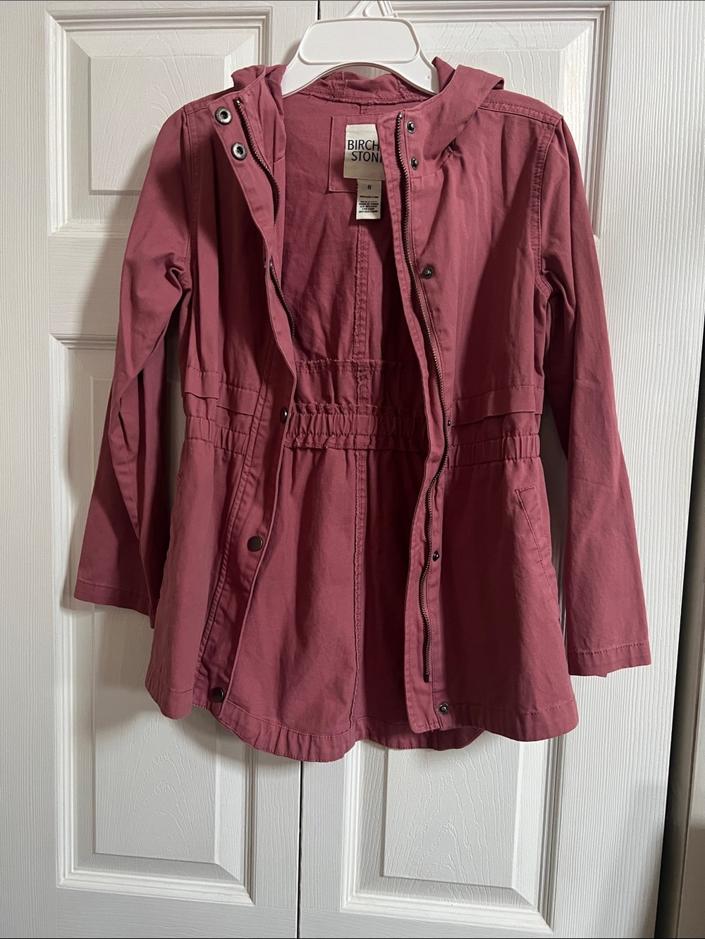 Birch & Stone Girls' Dusty Rose Hooded Raincoat